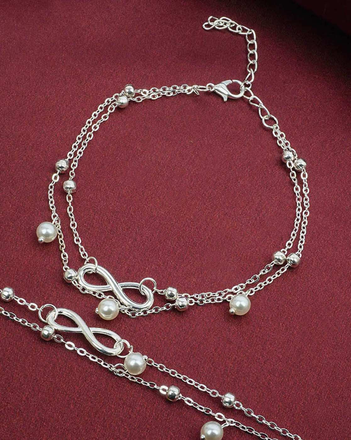 Cueen™ Infinity Pearl Anklet cum Bracelet