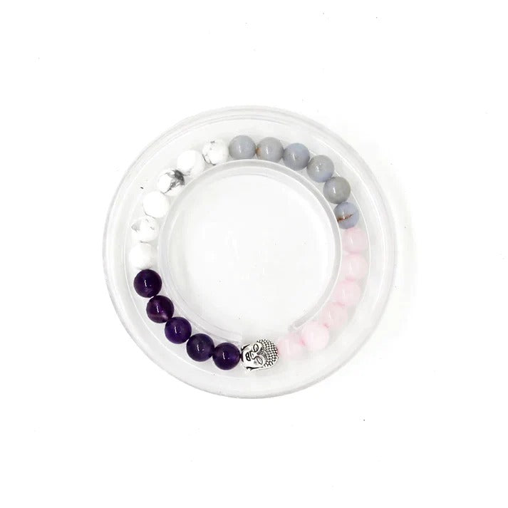 Rose Quartz, Howlite, Angelite, Amethyst crystals