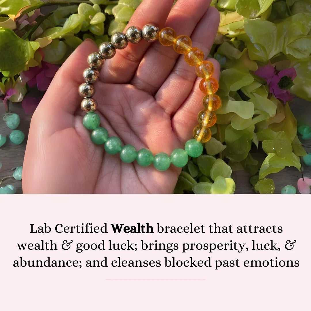 Cueen™ Green Jade, Citrine & Pyrite Natural Crystal Healing Bracelet