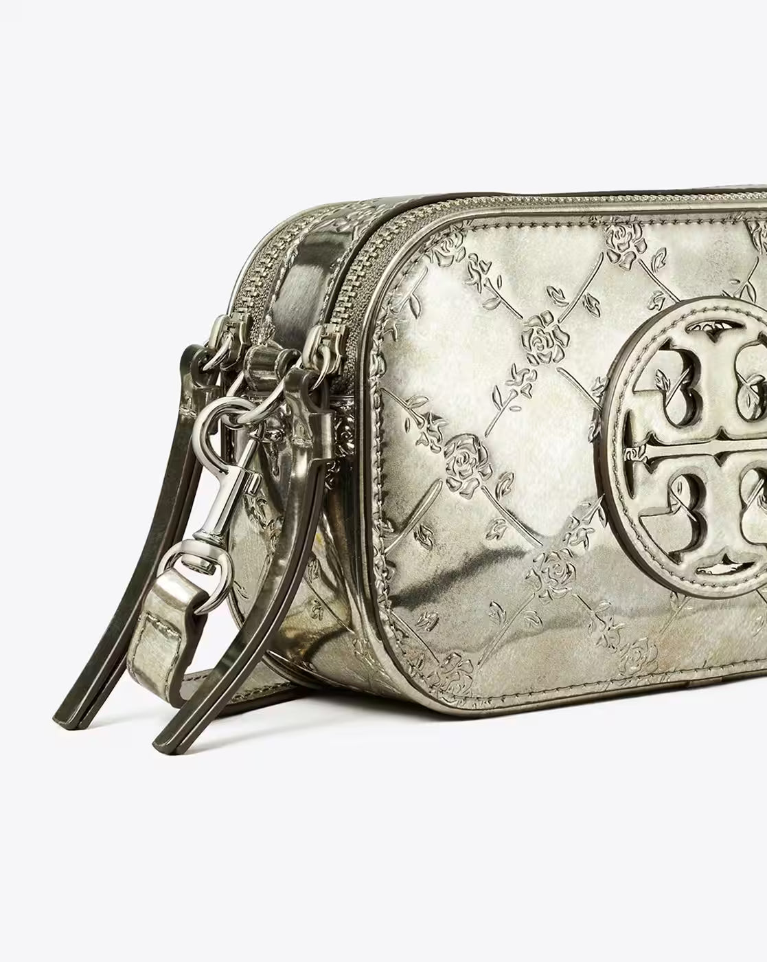 TORY BURCH Mini Miller Metallic Floral-Embossed Crossbody Bag