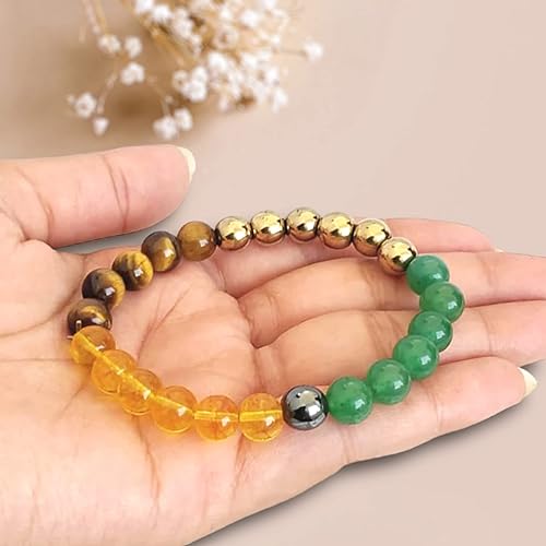 Cueen™ Green Jade, Citrine & Pyrite Natural Crystal Healing Bracelet