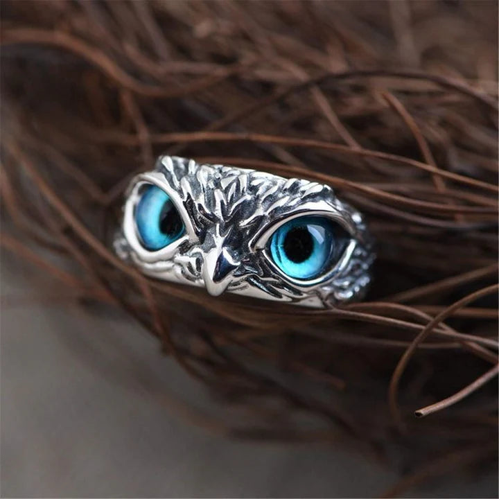 Cueen™ Silver-Plated Lucky 3D Owl Ring (Adjustable Size)