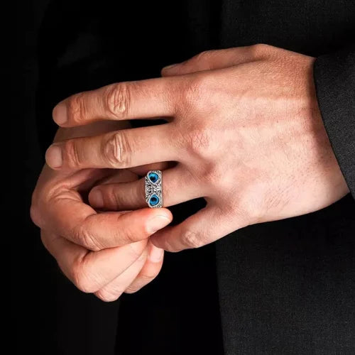 Cueen™ Silver-Plated Lucky 3D Owl Ring (Adjustable Size)