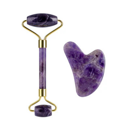 Cueen™ Amethyst Jade Stone Face Roller & Gua Sha (Set)