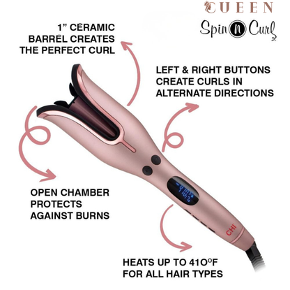 Cueen Spin N Curl Ceramic Rotating Curling Iron