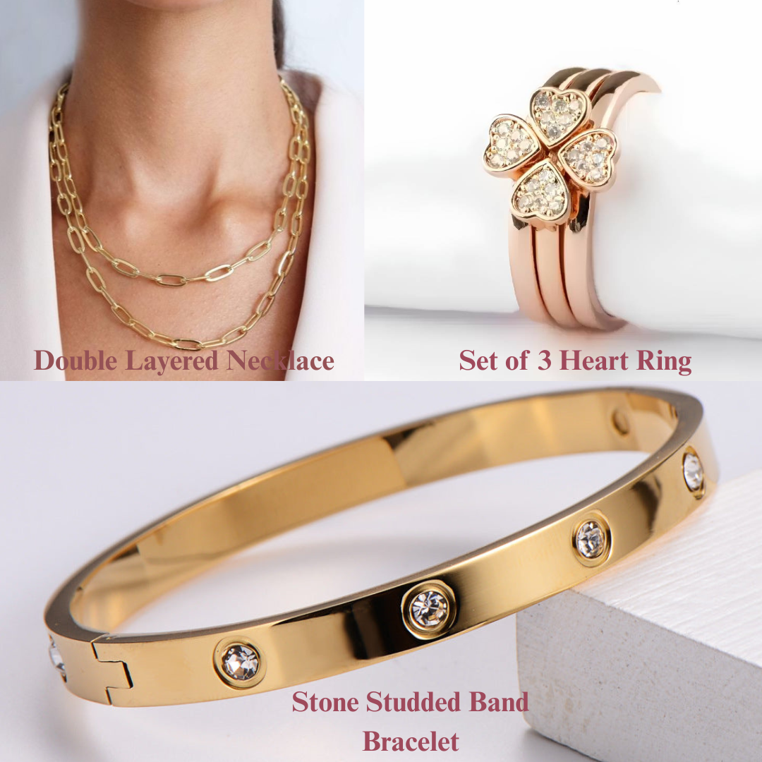 Rosy Glow Fashion Set – Complete 3-Piece Rose Gold Combo