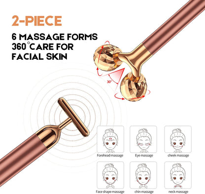 Cueen 2-in-1 Electric 3D Face Roller and T Shape Face Massager