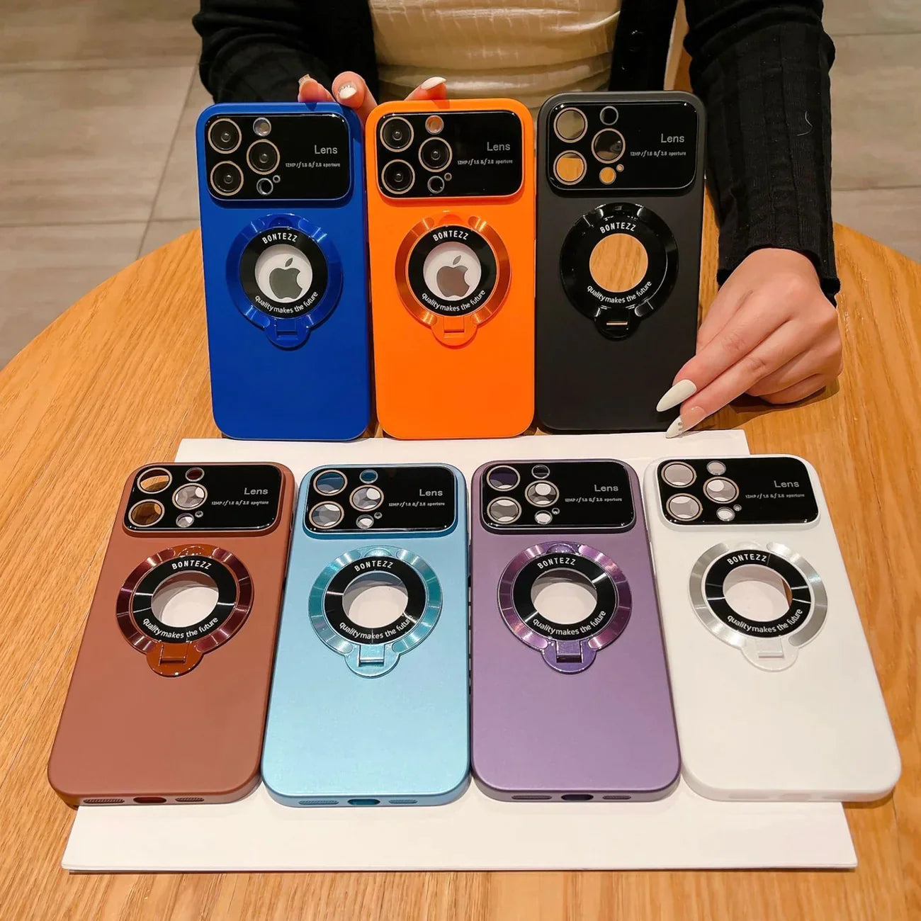 RING STAND LENS COVER MAGNETIC IPHONE CASE ( BUY 1 GET 1 FREE )