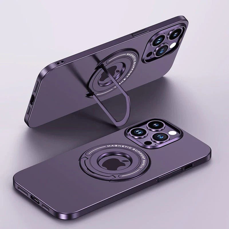 Metal Stand, Ring Holder Shell, Compatible Mag-Safe Magnetic Wireless Charging Shockproof Case Cover For I-Phone