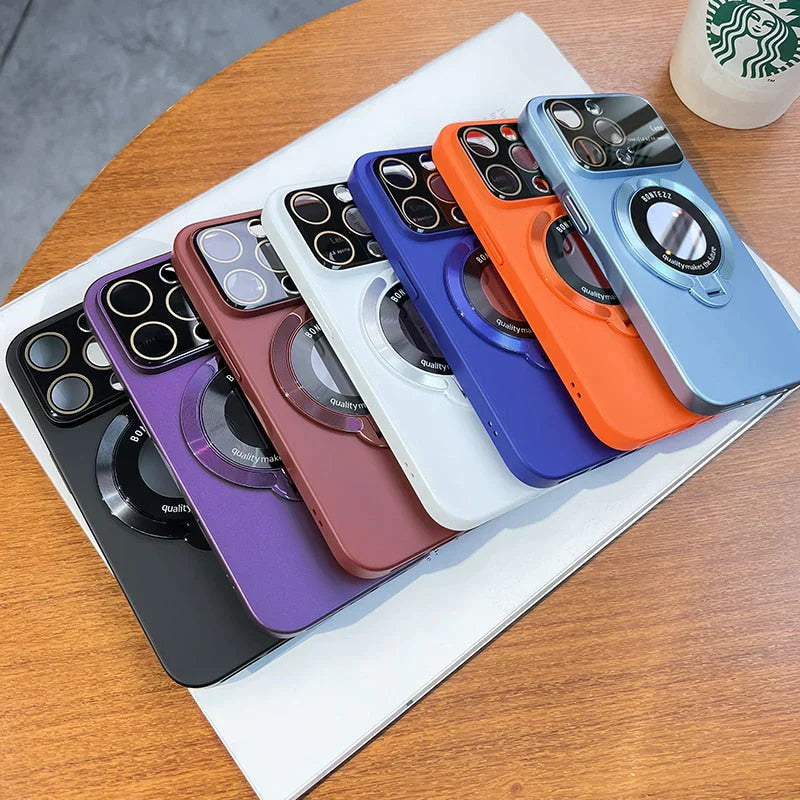 RING STAND LENS COVER MAGNETIC IPHONE CASE ( BUY 1 GET 1 FREE )