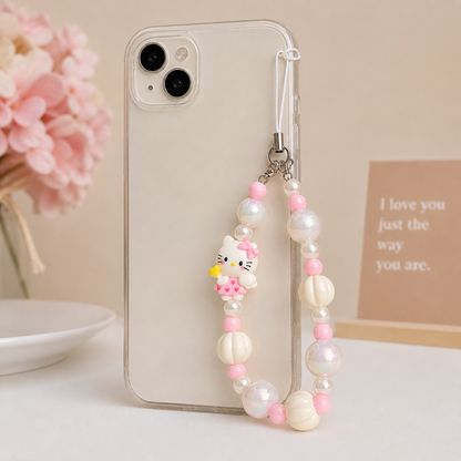 Kitty Beaded Pink Phone Charm
