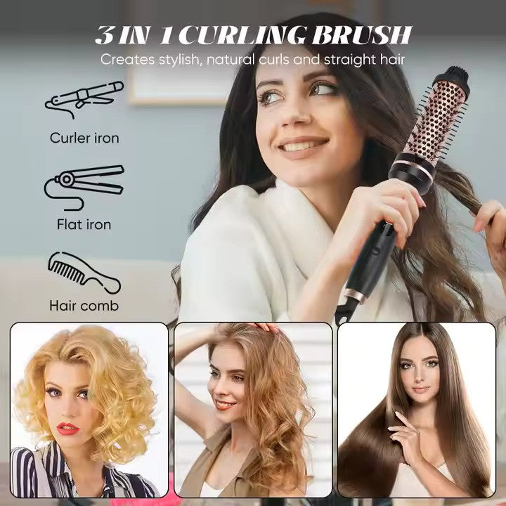 Cueen Hot Curling Comb Volumizing Round Brush