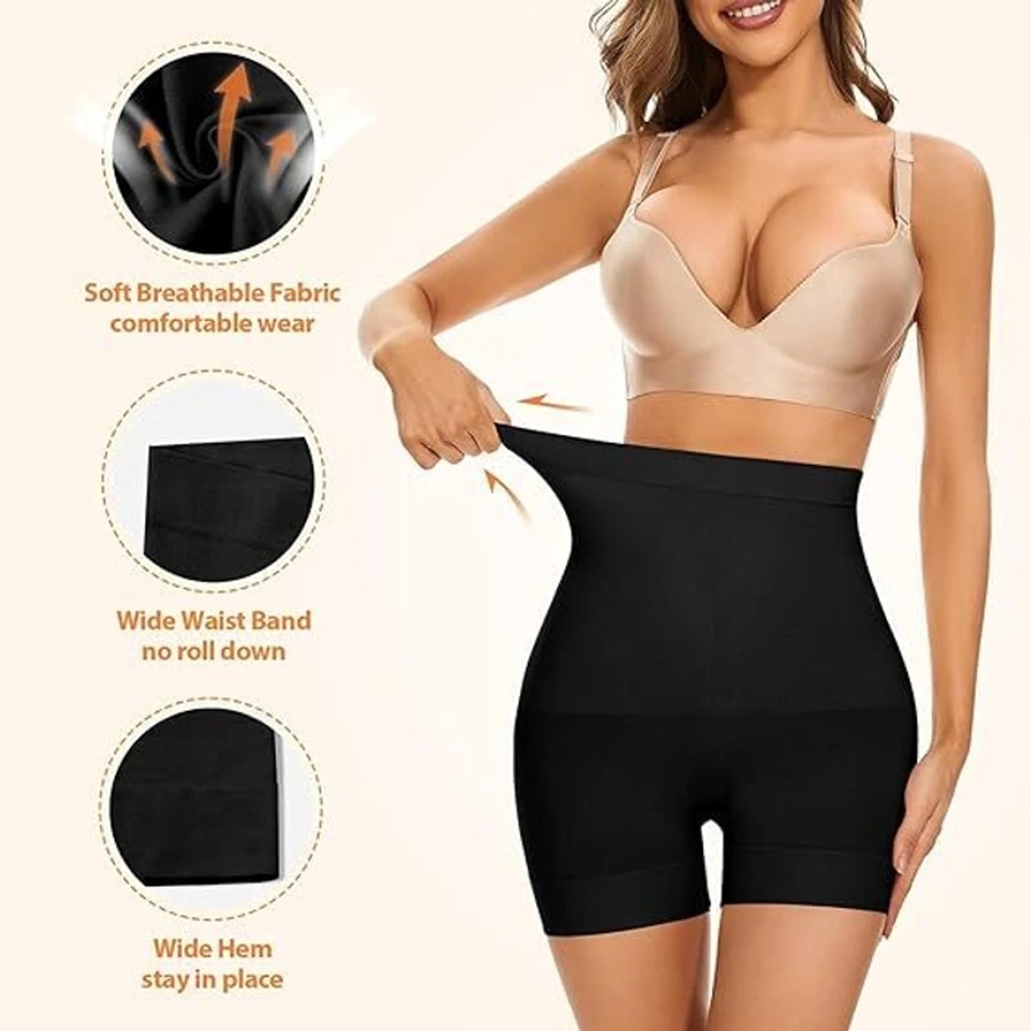 High-Waist Body Shapewear Shorts (Black)