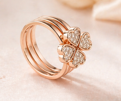 Heart Rings Set of 3 – Elegant Stackable Rose Gold Love Rings