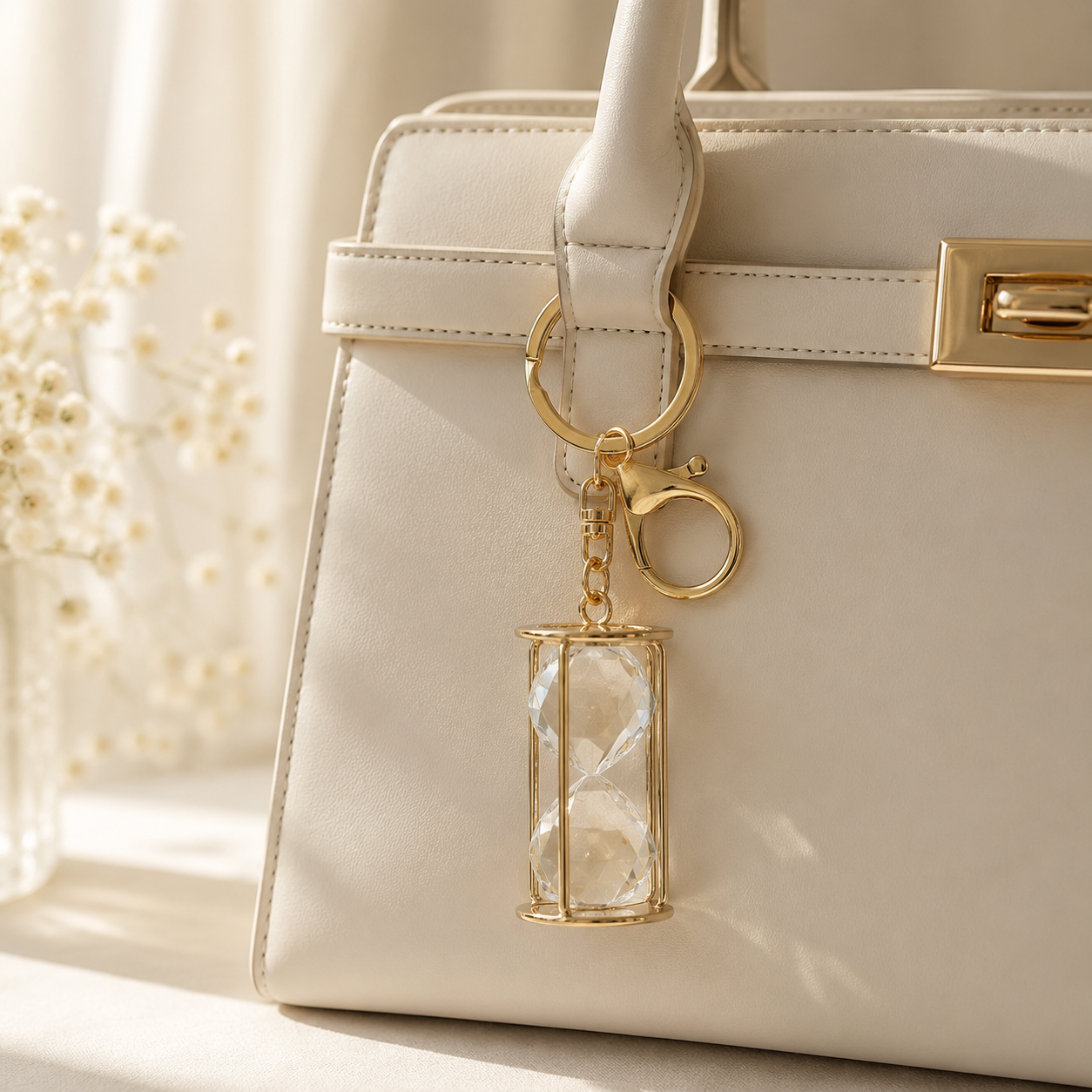 Crystal Hourglass Bag Charm