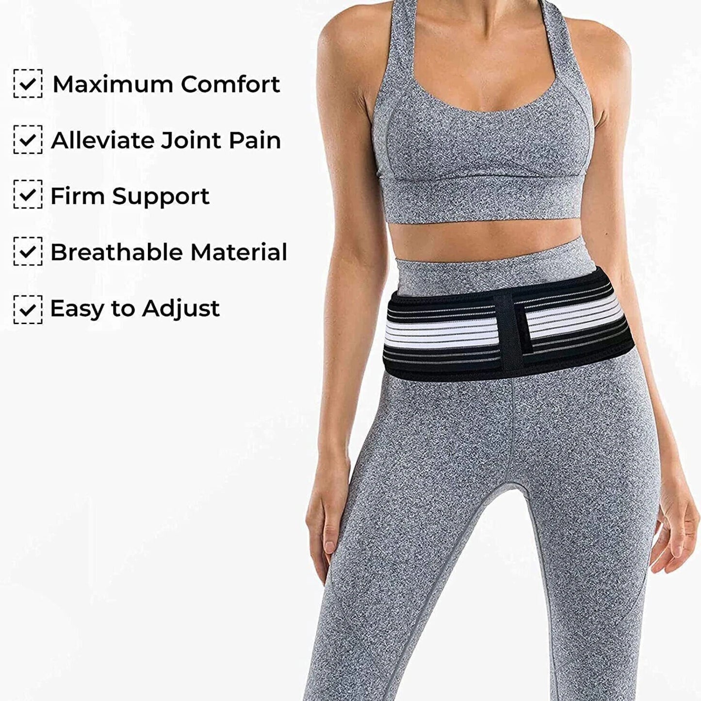 Sacroiliac SI Joint Hip Belt for Lower Back, Pelvic & Hip Pain Relief Back