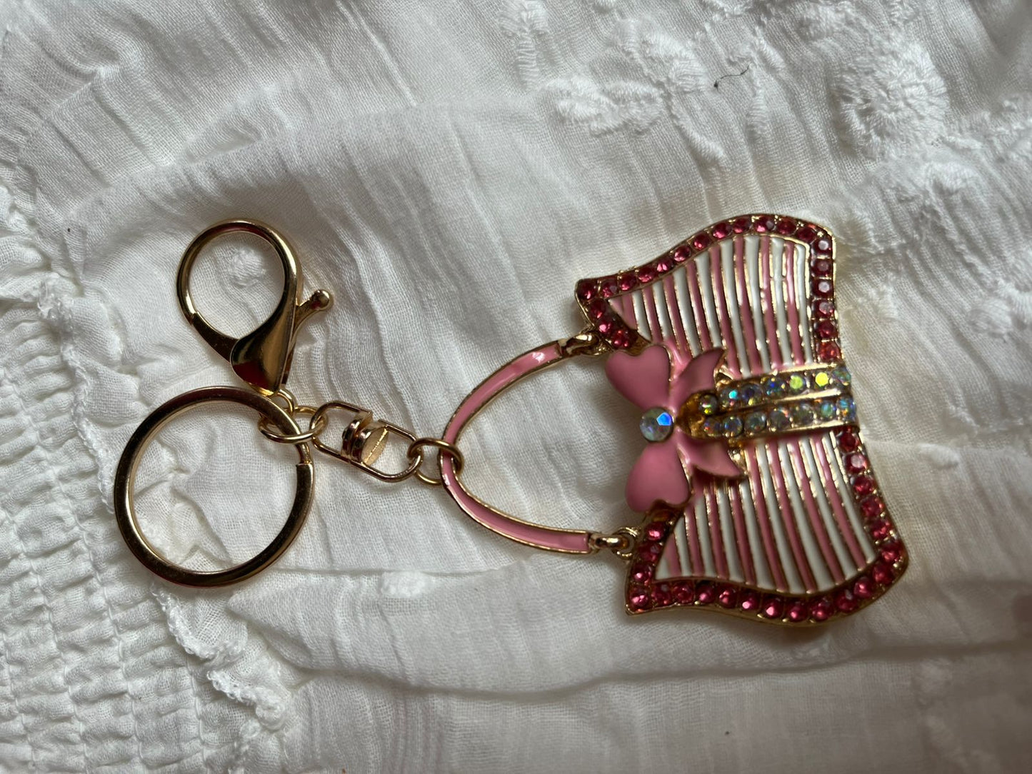 Pink Bow Rhinestone Bag Charm