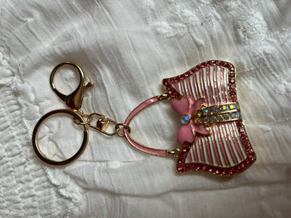 Pink Bow Rhinestone Bag Charm
