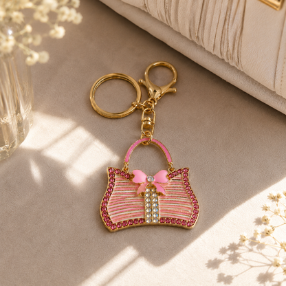 Pink Bow Rhinestone Bag Charm